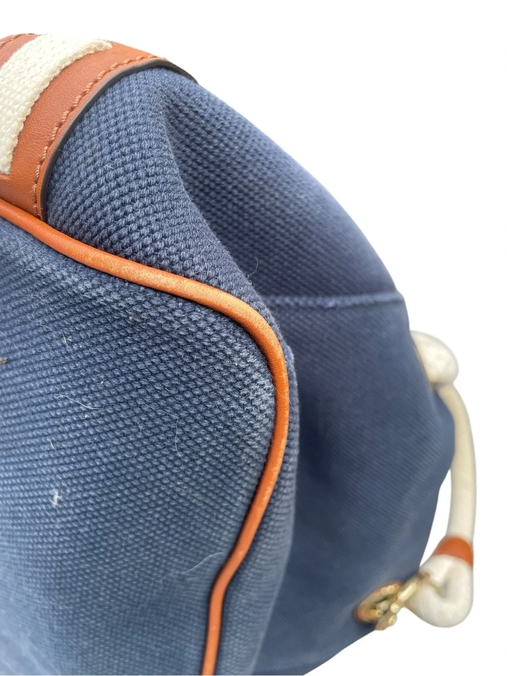 Michael Kors Navy Blue Nautical Handbag, Rope Strap, Gold Hardware, EUC